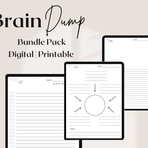 Brain Dump Template BUNDLE, To Do List Printable, Daily  Notes Planner, Productivity, Thoughts, Brainstorm, Mind Map