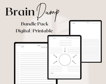 Brain Dump Template BUNDLE, To Do List Printable, Daily  Notes Planner, Productivity, Thoughts, Brainstorm, Mind Map