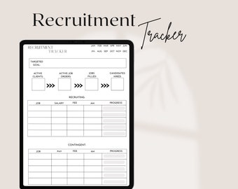 Recruitment Tracker Template | Talent Acquisition | Recruiter | Client Tracker | Hiring Tracker
