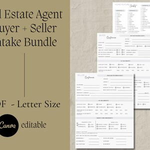 Real Estate Intake Bundle | Buyer | Seller | Home Feature Checklist | Realtor |