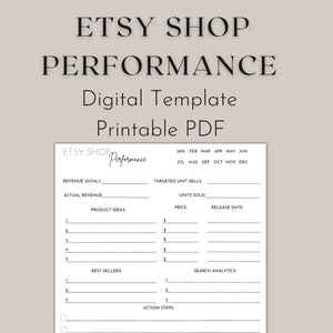 Etsy Shop Performance Template | Etsy Shop Sales Tracker | Sales | Etsy Products | Etsy Digital Template