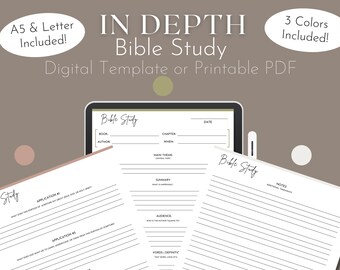 In Depth Bible Study Guide Template | Digital | Printable PDF | Download