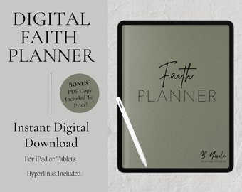 Digital Faith Planner| Devotional Journal | Prayer Journal | Sermon Notes | Bible Study | Bible Tracker | Bible Reading Log