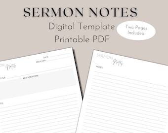Sermon Notes | Digital | Downloadable | Printable | SuperNote | Church Notes |