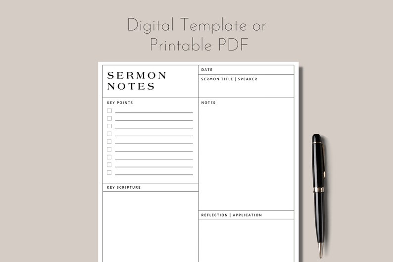 Sermon Notes | Digital | Downloadable | Printable - Etsy