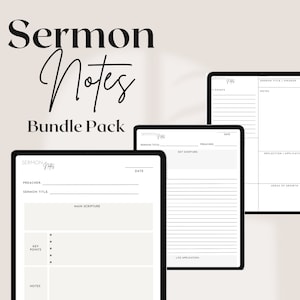 Sermon Notes | Digital | Downloadable | Printable | SuperNote | Church Notes | Bundle Pack
