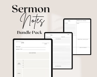 Sermon Notes | Digital | Downloadable | Printable | SuperNote | Church Notes | Bundle Pack