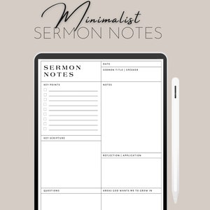 Sermon Notes | Digital | Downloadable | Printable