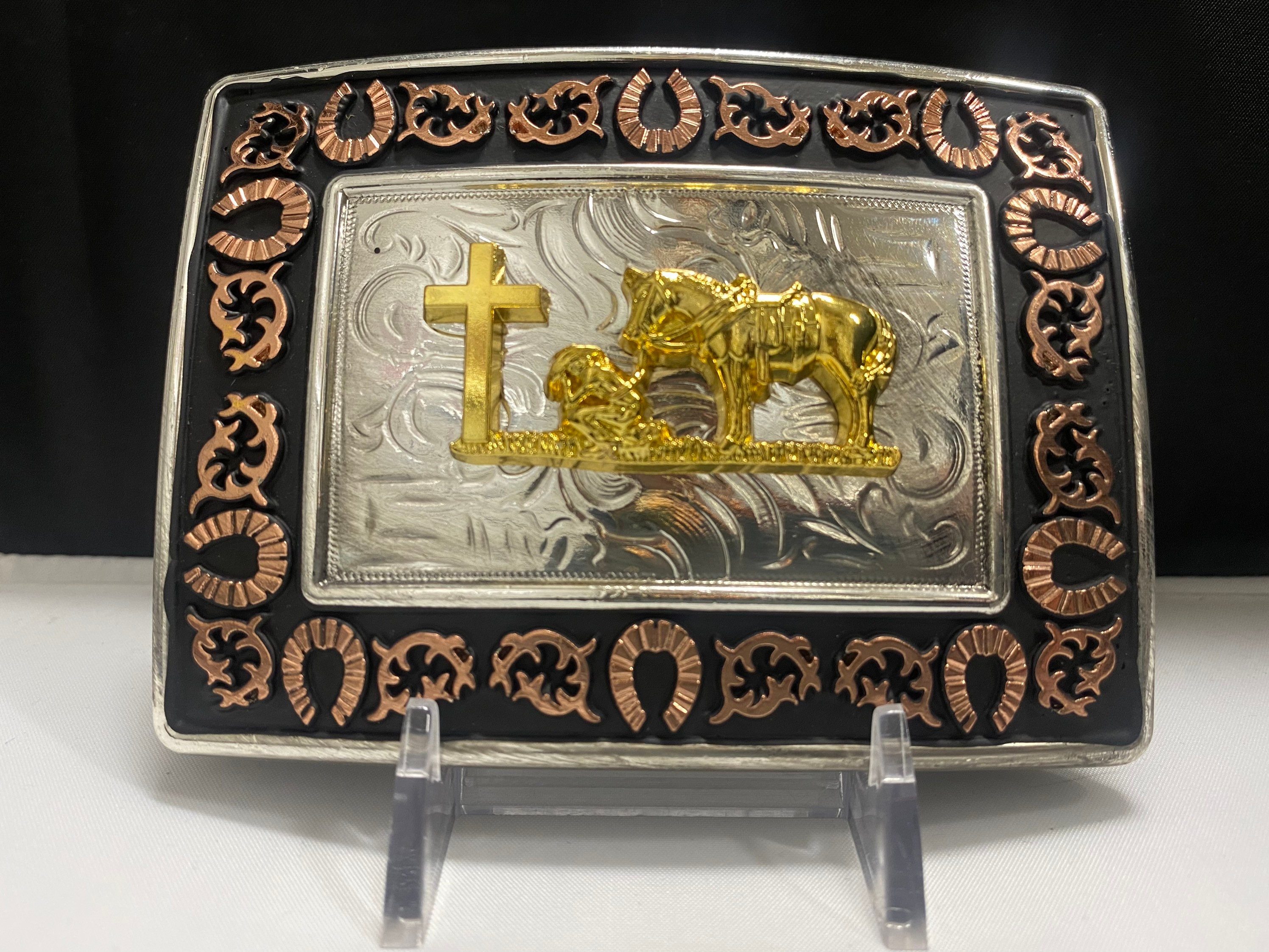 Christian Cowboy Praying Rodeo Western Cowboy Belt Buckle Hebilla