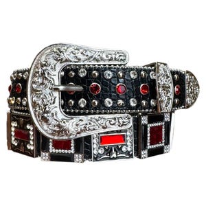 Western Style Cowboy Belt with Rhinestone Cinto Vaquero con Concho