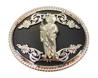Vintage Purple White Agate Stone Belt Buckle Silver Tone  display picture 3