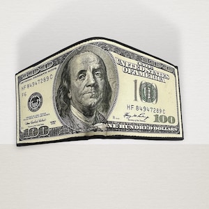 100 dollar bill painted leather wallet handcrafted billetera 100 dólares piel