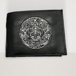 Aztec Calendar Wallet Leather Billetera Piel Calendario Azteca