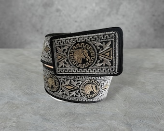Cinto Vaquero Charro bordado Hilo Oro Plata Men’s Western style embroidered belt Silver Gold