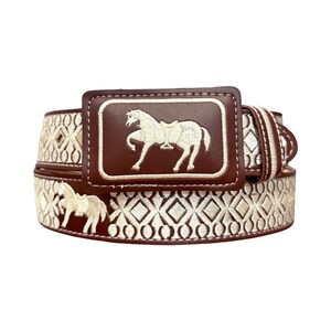 Cinto bordado vaquero con Caballo Cinto Charro piteado Cowboy Western style embroidered belt with Horse