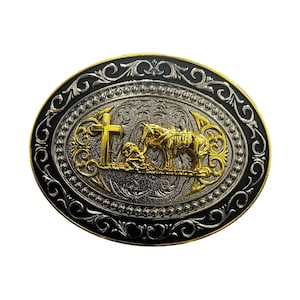 Praying Cowboy Conchos for Leather Belt - Silver Gold Shiny