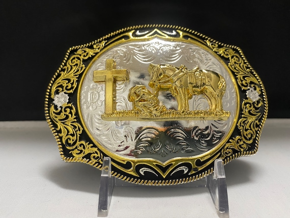 Christian Cowboy Praying Rodeo Western Cowboy Belt Buckle Hebilla