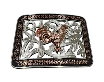 Men's Rooster Embroidered Western Leather Belt, Cinto Vaquero Bordado Con Gallo (Black, 32) at Men's Clothing store
