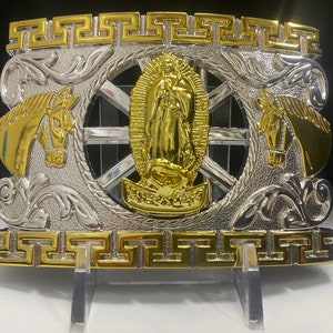 Saint Mary Virgin Mary Rodeo Western Cowboy Belt Buckle Hebilla vaquero la virgen Maria