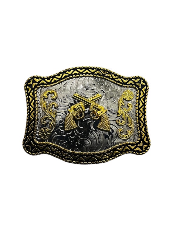 Cowboy Guns Western Style Belt Buckle Cowgirl Hebilla Vaquera Pistolas