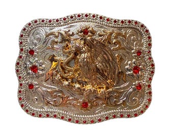 Mexico Eagle Western Cowboy Belt Buckle Hebilla Vaquera Aguila Mexico Escudo Mexico