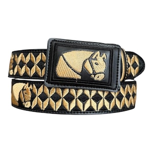 Cinto bordado vaquero con Caballo Cinto Charro piteado Cowboy Western style embroidered belt with Horse