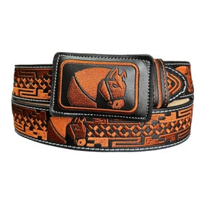 Cinto bordado vaquero piteado caballo Western style embroidered belt Horse