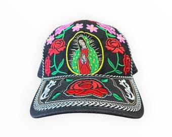 Gorra Vaquera con La Virgen Cachucha Virgen Guadalupe Western Style Saint Mary Trucker Hat