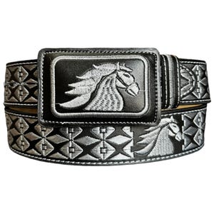 Cinto bordado vaquero piteado caballo Western style embroidered belt Horse