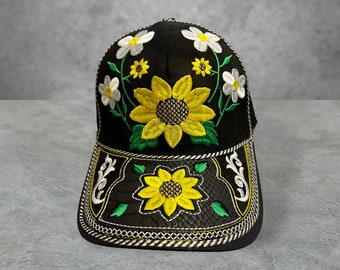 Women’s Western Style Hat Flowers Sunflower Embroidered Gorra Vaquera Mujer Flores Girasol Bordada