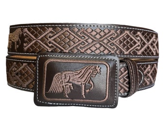 Cinto bordado vaquero piteado caballo Western style embroidered belt Horse