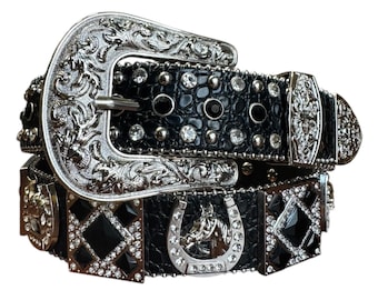 Mens LEATHER CONCHO WESTERN Cowboy Rodeo Belt - Etsy display picture 1