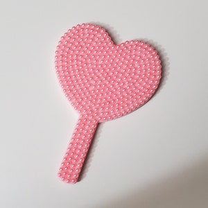 pink heart bling rhinestone hand mirror | vanity accessories | kawaii bathroom | heart mirror | cute gift for girls | pink aesthetic