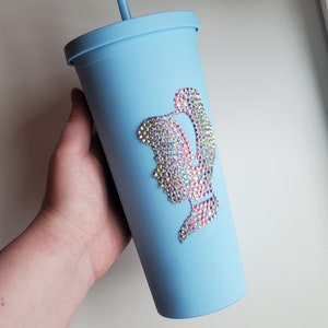 Cinderella themed rhinestone tumbler | blue Cinderella tumbler | Cinderella inspired bling cup | bling Disney themed cup | Cinderella gift