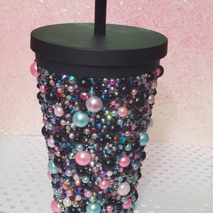 zwarte bling strass beker