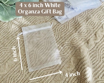 White 4 x 6 inch Organza Gift Bags Party White Organza Drawstring Bag Gift Wedding Favor Bags Potpourri Organza Bag Drawstring Gift Bags
