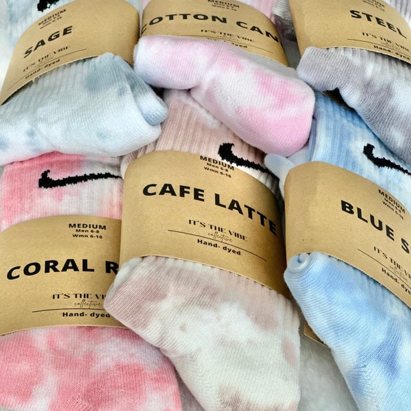 Tie Dye Sock Bundle Nike Crew Neck Unisex Tie Dye Muted Sports Socks Back to School Bundle Fashion Crewneck Socks Tie Dye Casual Sock Bundle