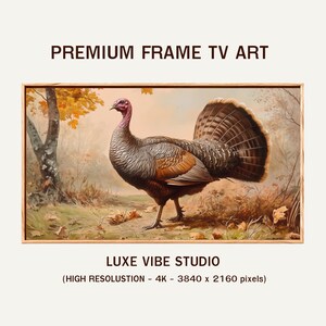 Vintage American Turkey Frame TV Art, Rustic Fall Decor, Samsung Digital Art, Wildlife Illustration, Farmhouse Thanksgiving Wall Art 51