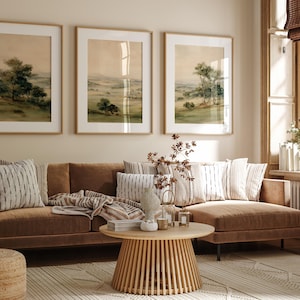 Timeless three-piece art set for rustic dining areas — peaceful watercolor visuals combining nature and vintage charm into one bundle.