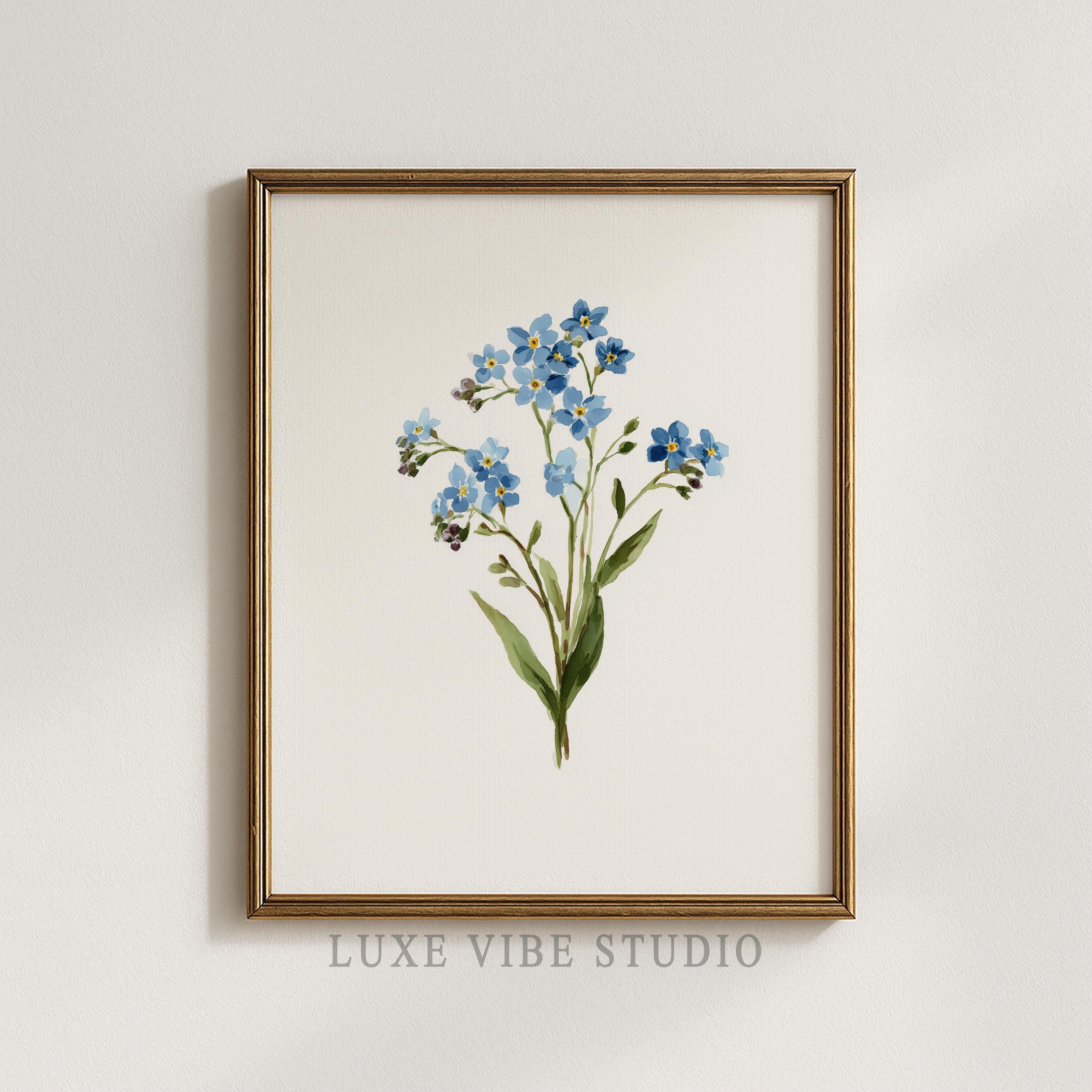 Vintage Forget-me-not Botanical Print - Cottagecore Floral Art