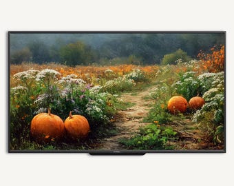 Herbsternte Kürbisrahmen TV Kunst, rustikales Herbstölgemälde Samsung, Vintage Thanksgiving Dekor, Cottagecore Wandkunst, digitaler Download 15