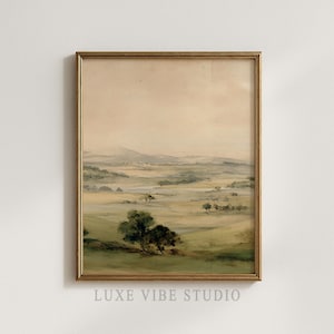 Serene watercolor painting set for home office — harmonious triptych bringing calming pastoral scenes to enhance creativity and focus.