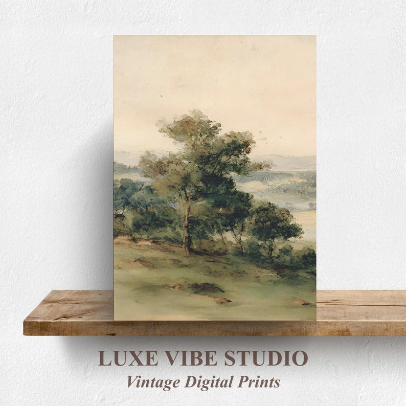 Tranquil watercolor bundle for living spaces — gentle countryside scenes in low-contrast tones to create a classic atmosphere.