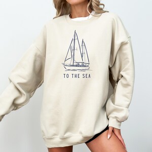 preppy fisherman aesthetic sweatshirt, sailboat crewneck, ocean sailing gift, preppy nautical gift