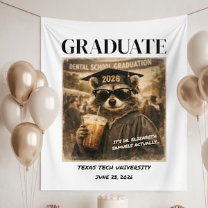 Pancarta personalizada para la graduación de la facultad de odontología, telón de fondo personalizado para fiesta de graduación, decoración divertida para fiestas de último año, tapiz DMD DDS de la clase de 2026