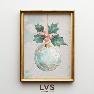 Christmas Ornament Watercolor Print - Whimsical Holiday Decor, Dreamy Festive Art, Cute Christmas Wall Art, Printable Seasonal Joy 78