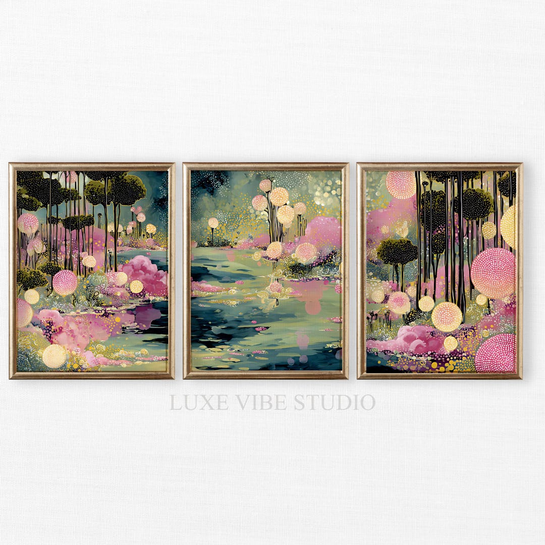 3 Piece Wall Art Set Triptych | Dreamy Modern Abstract Landscape ...