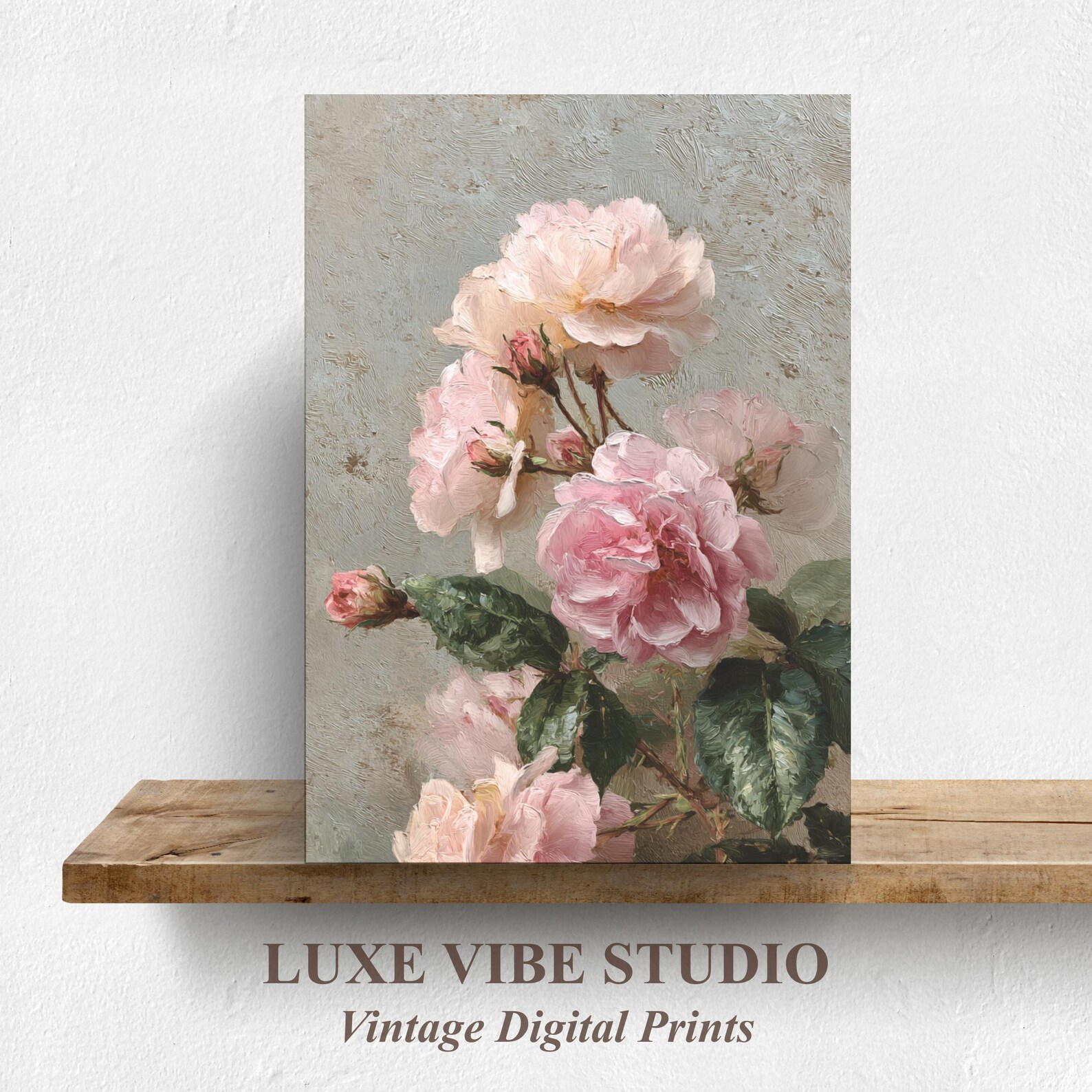Vintage Pink Roses Printable Art - Cottagecore Floral Wall Decor ...