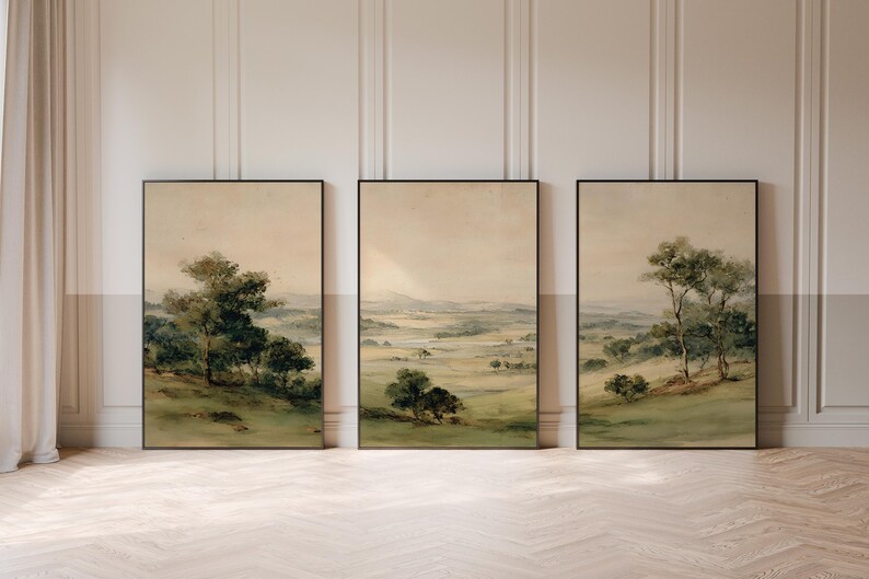 Watercolor landscape art bundle for bedrooms — delicate, soothing scenes create a cozy, timeless ambience with touches of nature.