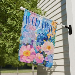 Summer Stained Glass Garden Welcome Flag Outdoor Yard Decor Gift Porch Flag Patio Decoration Housewarming Gift House Garden Flag Floral sign